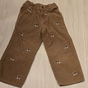 Gymboree Brown Corduroy Kids Pants Beagle Dogs 3T Adjustable Waist -A012